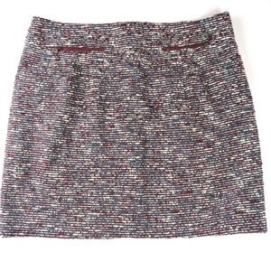 Ann Taylor LOFT Burgundy gray boucle skirt
